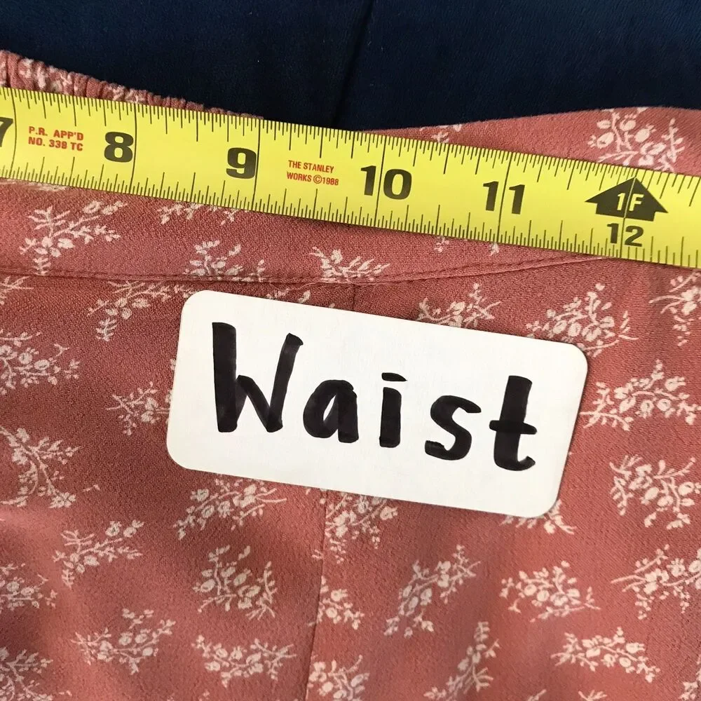 American Eagle Rosy Pink Ditzy Floral Wide Leg Cropped Rayon Pants - S